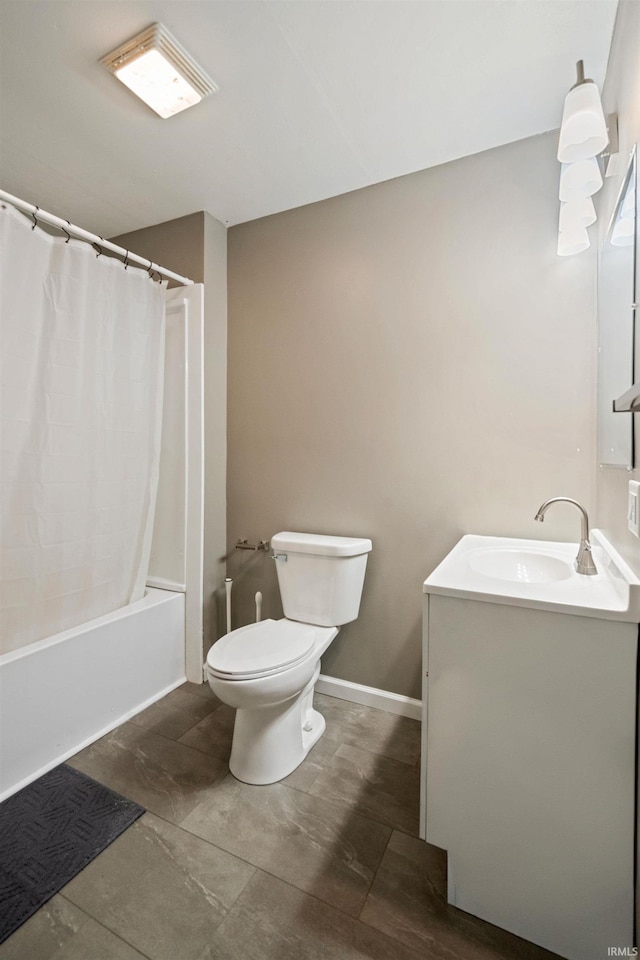 1317 W Tate St, Kokomo, IN 46901 - full bath with toilet, vanity, shower / tub combo, and baseboards
