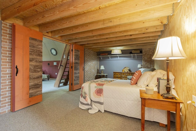59000 Crumstown Hwy, North Liberty, IN 46554 - bedroom with carpet flooring and wood walls