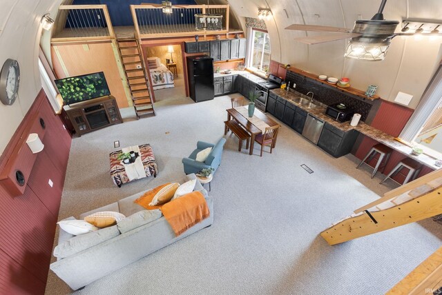 59000 Crumstown Hwy, North Liberty, IN 46554 - living area with light colored carpet and a ceiling fan