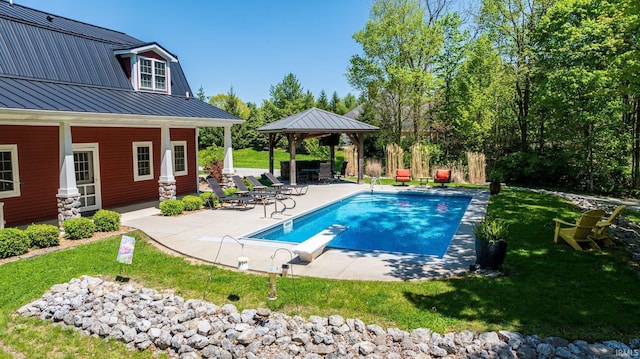 14612 Liberty Mills Rd, Fort Wayne, IN 46814 - view of swimming pool with a gazebo, a yard, a patio area, and a diving board