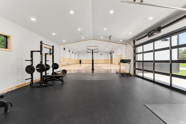 14612 Liberty Mills Rd, Fort Wayne, IN 46814 - workout room with recessed lighting, healthy amount of natural light, and lofted ceiling