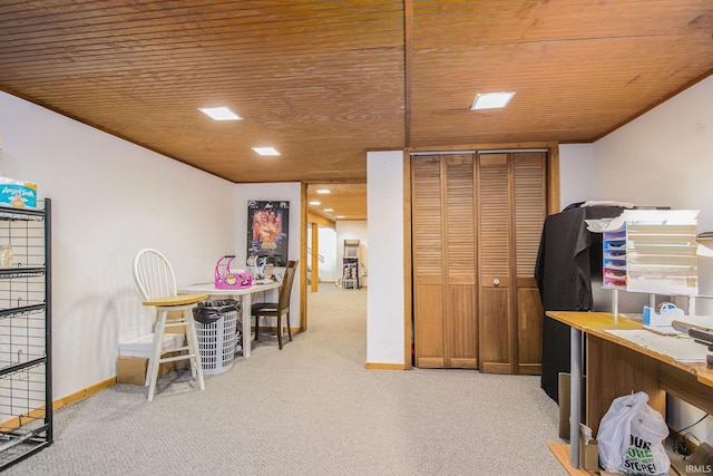 1612 W Grant St, Bremen, IN 46506 - office featuring light carpet, wooden ceiling, and baseboards