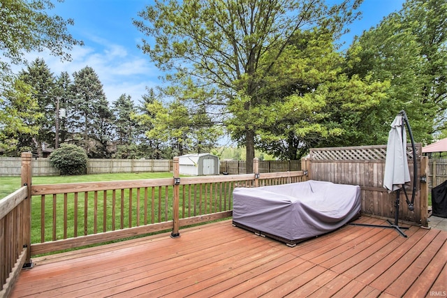 1612 W Grant St, Bremen, IN 46506 - deck with a storage shed, an outdoor structure, and area for grilling