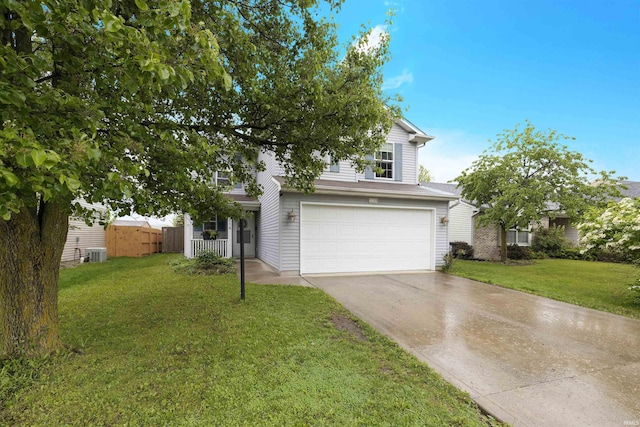 116 El Dorado Trl W, Fort Wayne, IN 46825 - obstructed view of property featuring an attached garage, cooling unit, and concrete driveway