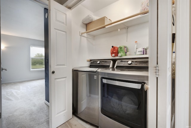 116 El Dorado Trl W, Fort Wayne, IN 46825 - washroom featuring washer and clothes dryer, light colored carpet, and baseboards