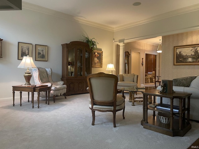 12116 Autumn Breeze Dr, Fort Wayne, IN 46845 - carpeted living area with ornamental molding and baseboards