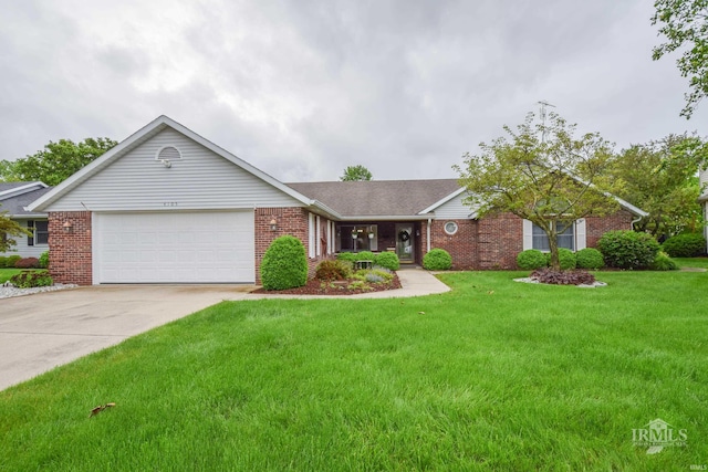 4105 W Friar Dr, Muncie, IN 47304 - single story home featuring brick siding, a garage, a front lawn, driveway, and roof with shingles