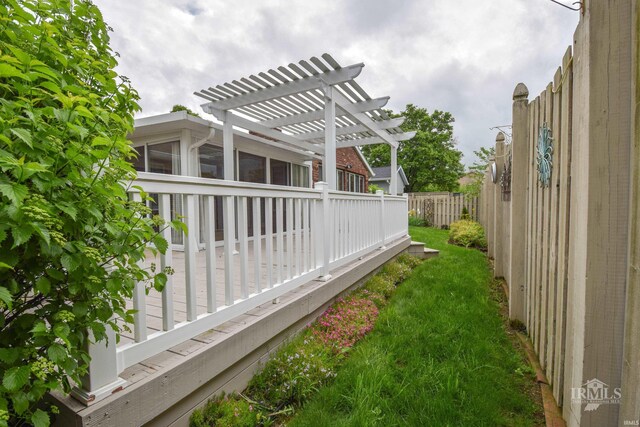 4105 W Friar Dr, Muncie, IN 47304 - view of yard with fence, a pergola, and a wooden deck