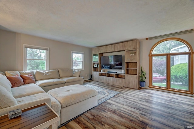 living area with wood finished floors