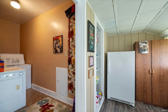 1919 Pierce St, Lafayette, IN 47904 - clothes washing area featuring washer / clothes dryer and dark wood-style flooring