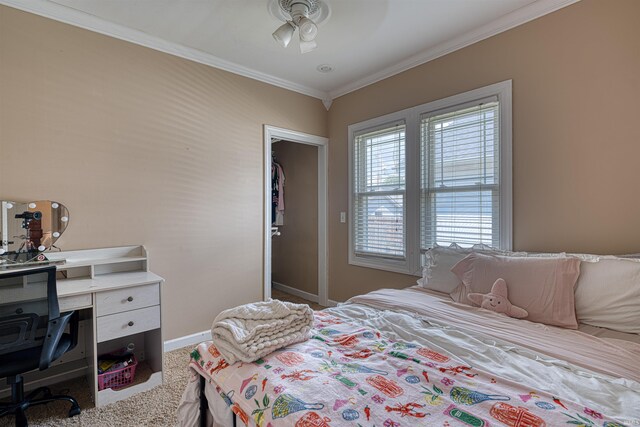 1908 E Mulberry St, Evansville, IN 47714 - carpeted bedroom with baseboards, ornamental molding, and an office area