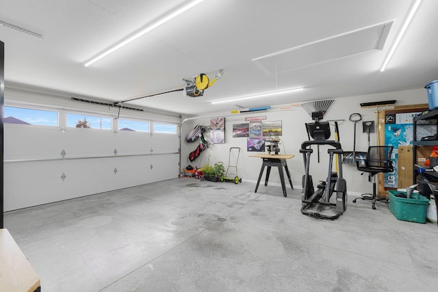 garage with a garage door opener