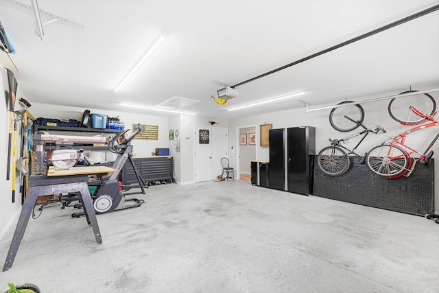 garage with a garage door opener
