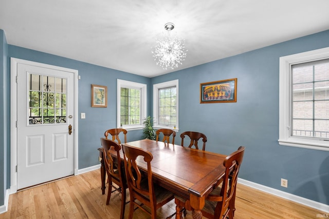 227 N Twyckenham Dr, South Bend, IN 46617 - dining space featuring light wood-style flooring, baseboards, and a chandelier