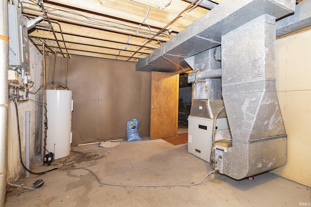 unfinished below grade area with gas water heater