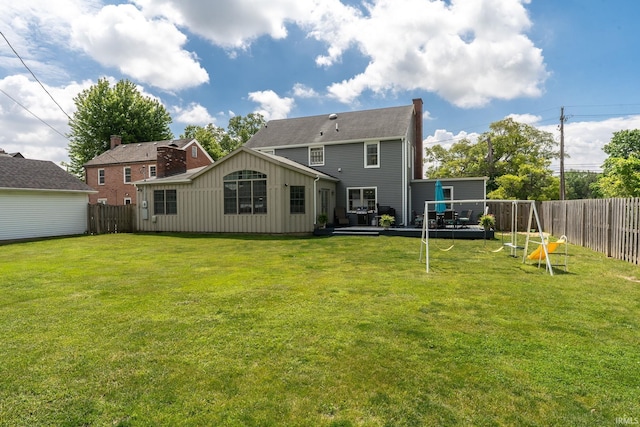 602 Cherokee Ave, Lafayette, IN 47905 - back of property with board and batten siding and a wooden deck