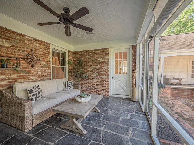727 Mulberry St, Mount Vernon, IN 47620 - sunroom with ceiling fan and outdoor lounge area