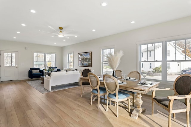 732 S Bend Ave, South Bend, IN 46617 - dining room with recessed lighting, ceiling fan, light wood-style floors, and baseboards