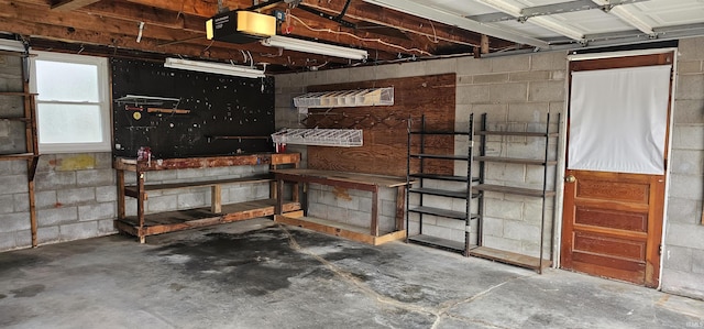 318 W Jefferson St, Chandler, IN 47610 - below grade area with concrete block wall, a workshop area, and a garage
