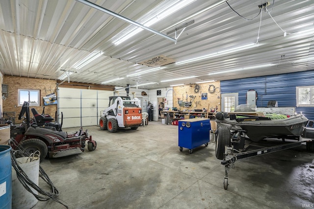 garage featuring a workshop area