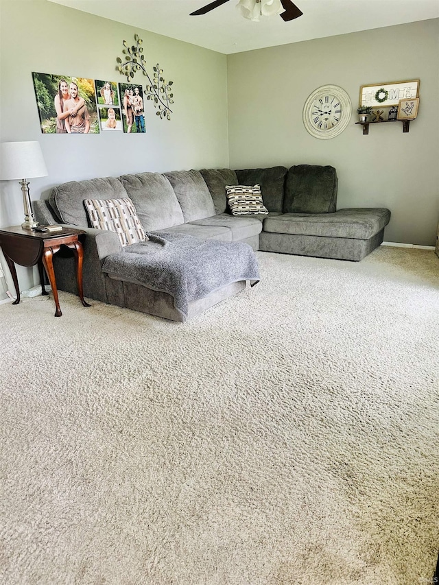 2912 W Twickingham Dr, Muncie, IN 47304 - carpeted living area featuring ceiling fan and baseboards