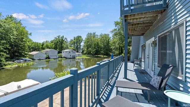 11381 NE Wawasee Dr, Syracuse, IN 46567 - balcony featuring a water view and view of scattered trees