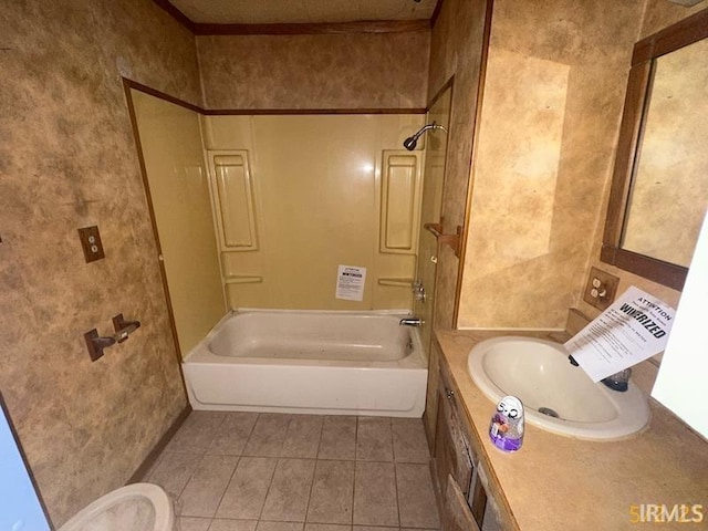 128 S Main St, Griffin, IN 47616 - bathroom with tile patterned floors, shower / tub combination, vanity, and toilet