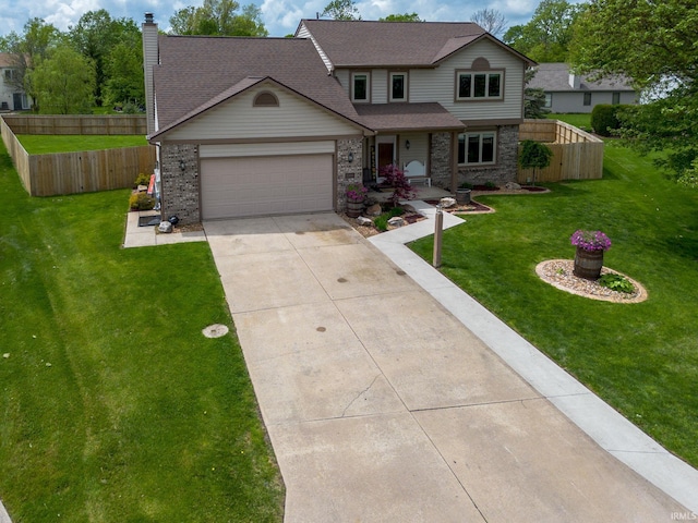 8206 Castle Pines Pl, Fort Wayne, IN 46835 - traditional-style house featuring concrete driveway, a garage, a chimney, and a shingled roof