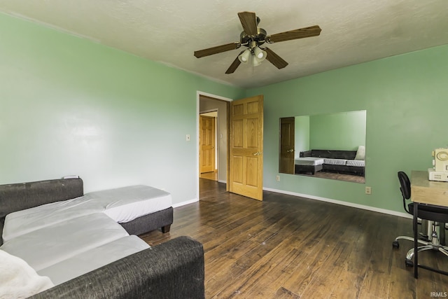 11009 S County Road 300 W, Muncie, IN 47302 - home office featuring hardwood / wood-style flooring, baseboards, and a ceiling fan