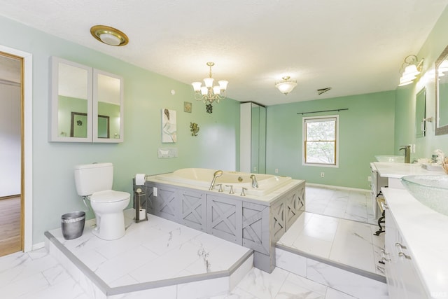 11009 S County Road 300 W, Muncie, IN 47302 - bathroom featuring marble finish floors, baseboards, a bath, and a textured ceiling