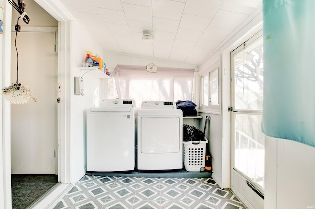 1409 Main St, Vincennes, IN 47591 - washroom featuring separate washer and dryer and tile patterned floors