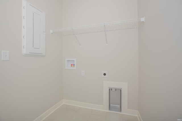2934 Tipperary Dr, Evansville, IN 47725 - washroom with hookup for a washing machine, baseboards, hookup for an electric dryer, and electric panel