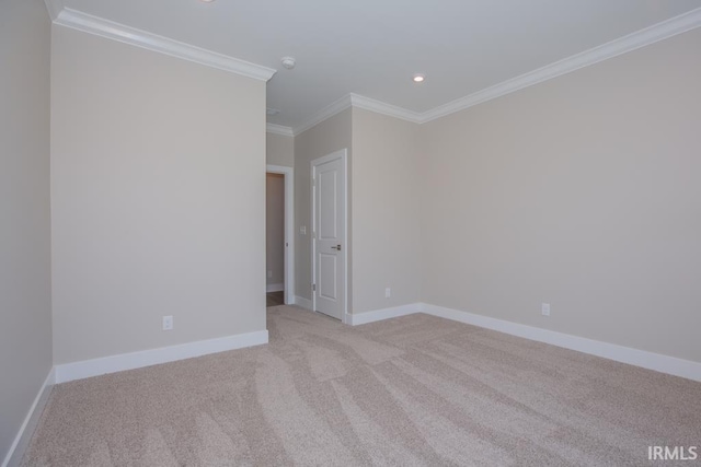 6968 Barlow Ct, Newburgh, IN 47630 - spare room featuring ornamental molding, light carpet, baseboards, and recessed lighting