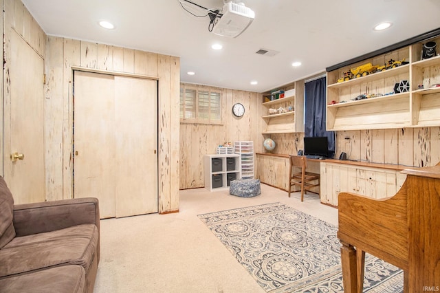 423 N Esther St, South Bend, IN 46617 - carpeted office space with wood walls and recessed lighting