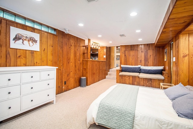 423 N Esther St, South Bend, IN 46617 - bedroom featuring wooden walls, carpet flooring, and recessed lighting