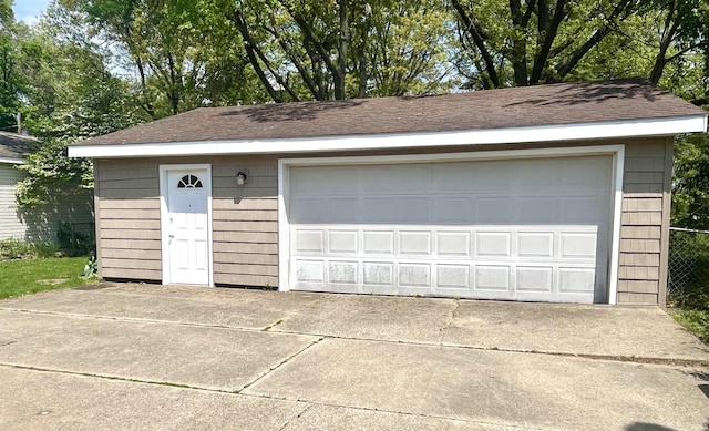 view of detached garage