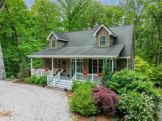 6015 E State Road 46, Bloomington, IN 47401 - view of front facade with a porch, a chimney, and roof with shingles