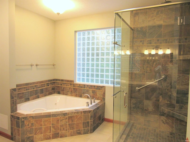 6015 E State Road 46, Bloomington, IN 47401 - full bathroom with a bath, tile patterned flooring, and a shower stall