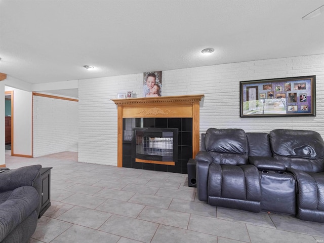4038 Fahlsing Rd, Woodburn, IN 46797 - living room featuring a fireplace and brick wall