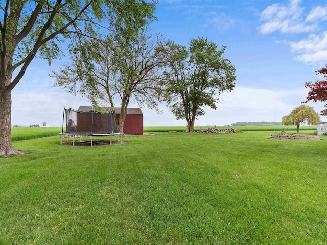4038 Fahlsing Rd, Woodburn, IN 46797 - view of grassy yard featuring a trampoline and an outdoor structure