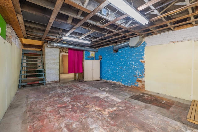 view of unfinished basement