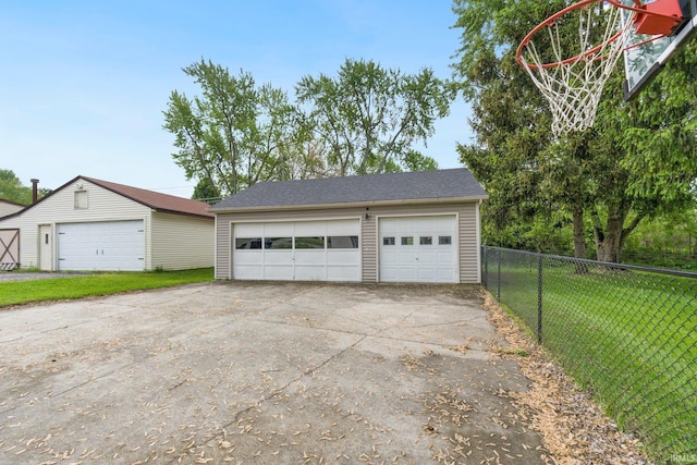 view of detached garage