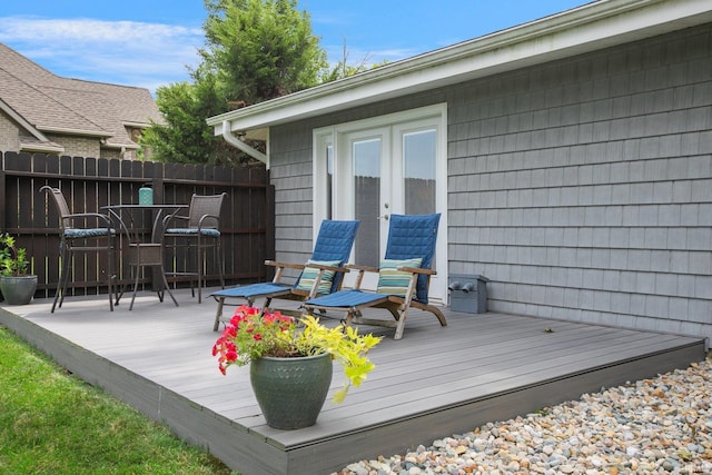 22147 Sunset Ln, Elkhart, IN 46516 - wooden terrace featuring french doors and fence