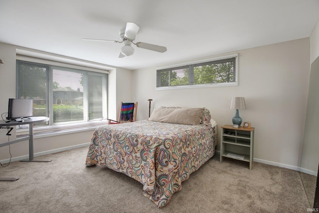 22147 Sunset Ln, Elkhart, IN 46516 - carpeted bedroom featuring multiple windows, baseboards, and a ceiling fan