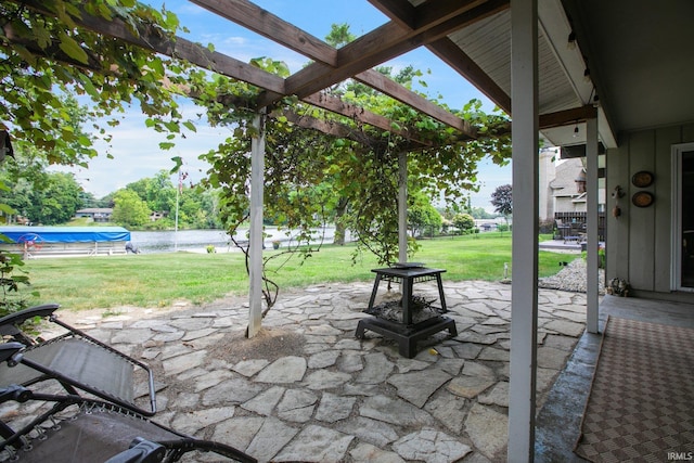 22147 Sunset Ln, Elkhart, IN 46516 - view of patio with a pergola, a water view, and a pool
