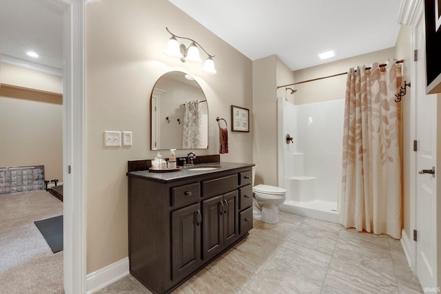 6482 Hollopeter Rd, Leo, IN 46765 - bathroom featuring a shower with shower curtain, vanity, and toilet