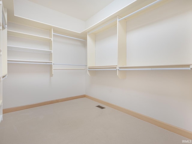 walk in closet with carpet