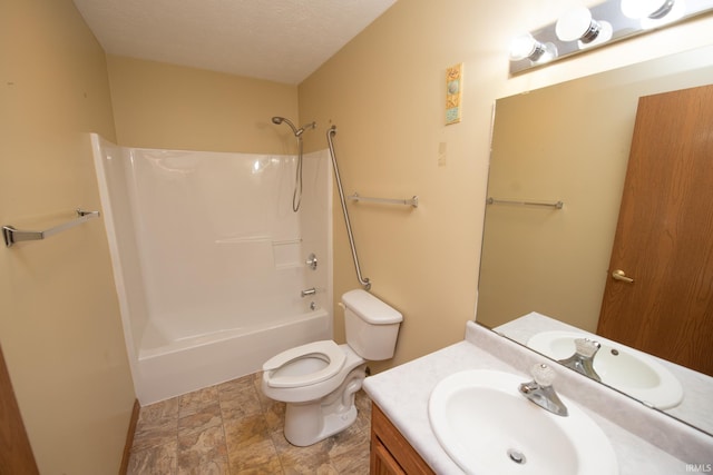 5148 Stable Dr, Lafayette, IN 47905 - bathroom featuring toilet, stone finish floors, vanity, and  shower combination