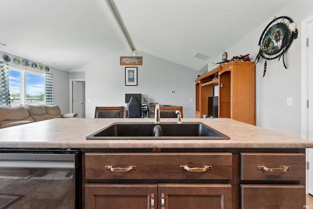 1806 Waynedale Dr, Garrett, IN 46738 - kitchen with dishwasher, open floor plan, a sink, and light countertops