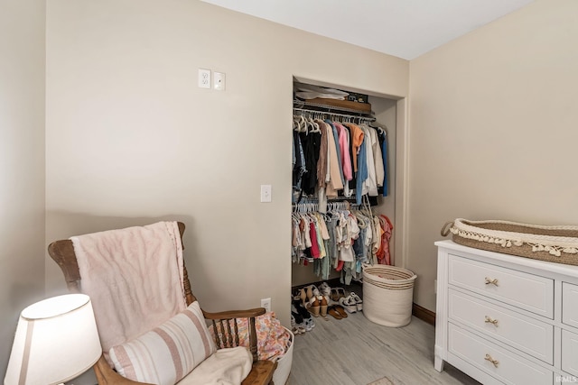 spacious closet with light wood-style flooring